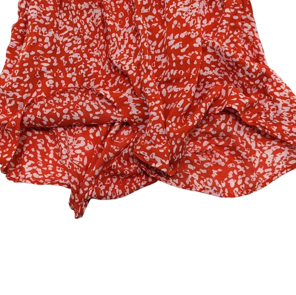 H&M Women's US 10 Large Orange White Cheetah Print Button Up Romper w/ Waist Tie - Picture 6 of 16